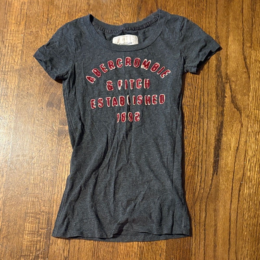Abercrombie & Fitch Kids Charcoal Tee with Red Accents